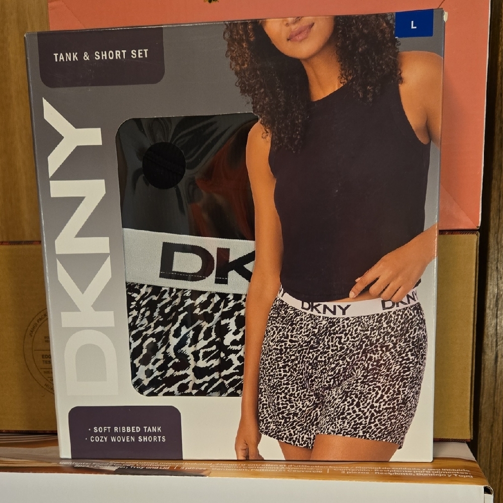 DKNY Black and White Tank & Shorts Set